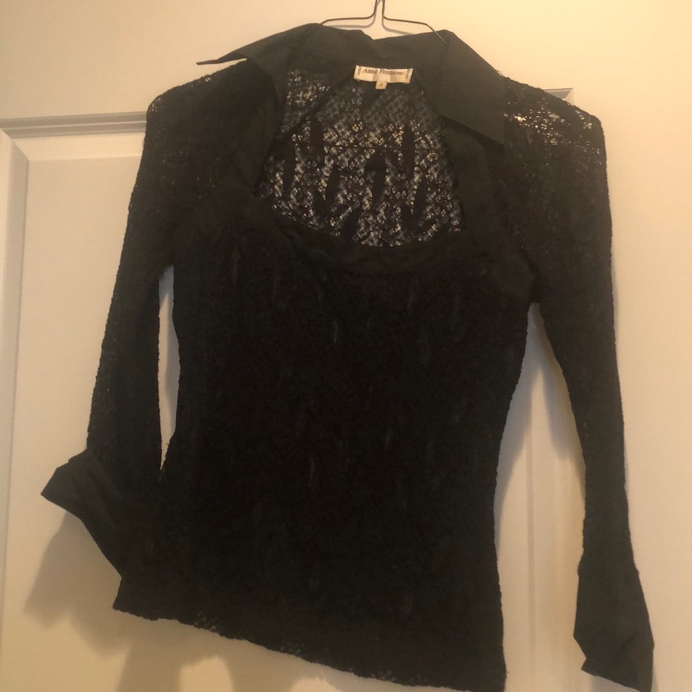 Anne Fontaine lace stretch blouse. Size 2.